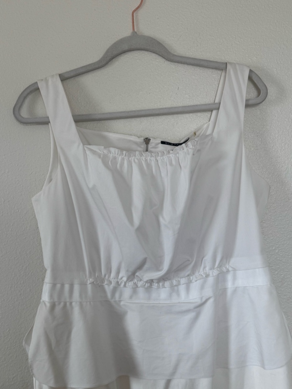 ELIE TAHARI BROOKE PEPLUM SHEATH DRESS WHITE SNAKESKIN YELLOW COTTON 12 NEW $368 - Picture 3 of 10